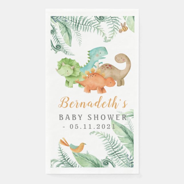 Dinosaurier Wild Baby Shower Napkins Serviette (Vorderseite)