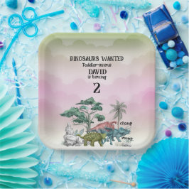 Dinosaurier Wollte Kleinkind 2. Geburtstag Pappteller