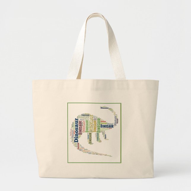 Dinosaurier Word Art Jumbo Stoffbeutel (Vorne)
