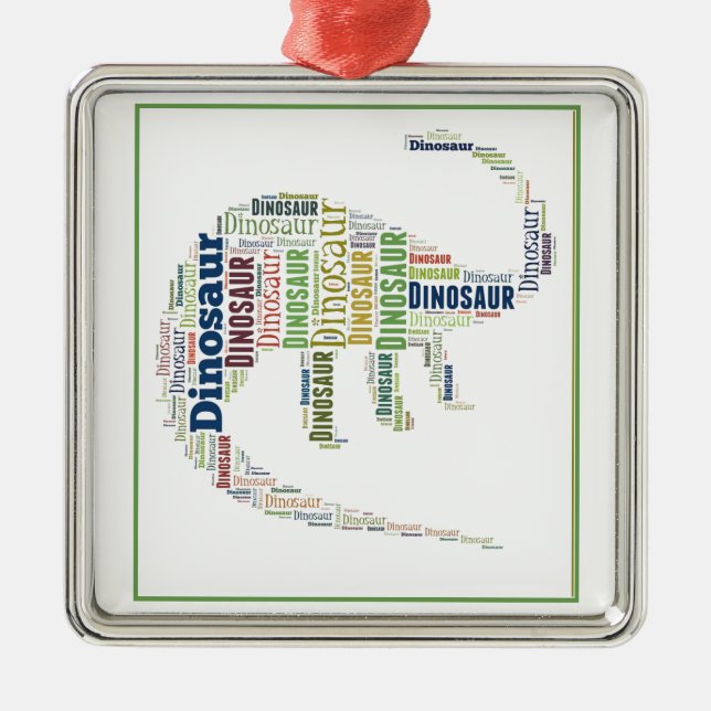 Dinosaurier Word Art Ornament Aus Metall (Vorne)