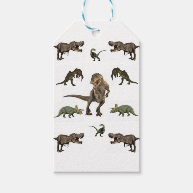 Dinosaurier Wrapping Paper Geschenkanhänger (Vorderseite)