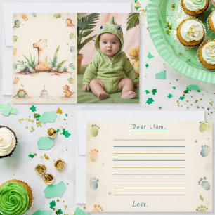 Dinosaurier Zeitkapsel Notizkarte Foto 1. Geburtst Einladung