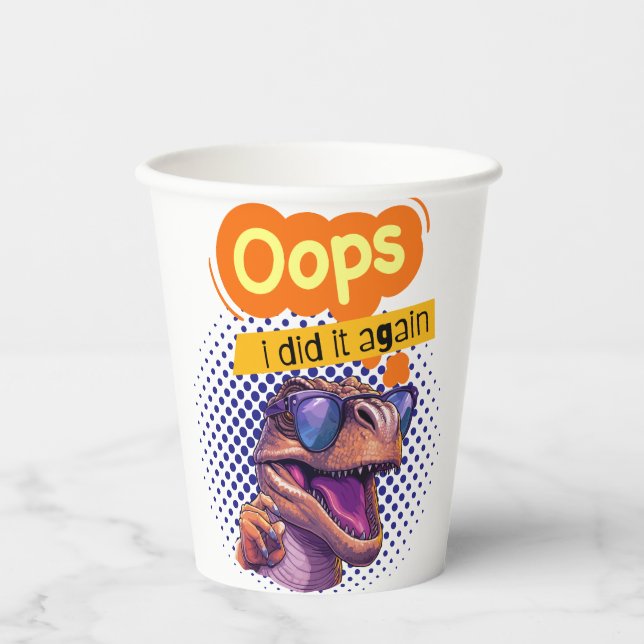 Dinosaurier-Zitat Pappbecher (Vorderseite)