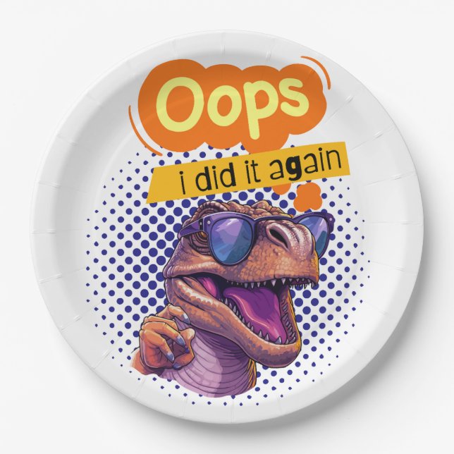 Dinosaurier-Zitat Pappteller (Vorderseite)