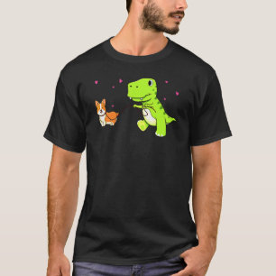 Dinosaurier zu Fuß mit Corgi T-Shirt