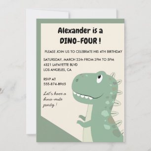 Dinosaurier zum 4. Geburtstag Einladungen für grün