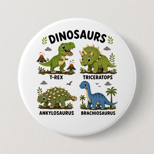 Dinosaurierarten Lernen für Kinder Button (Vorderseite)
