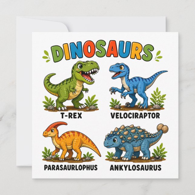 Dinosaurierarten Lernen für Kinder Einladung (Vorderseite)