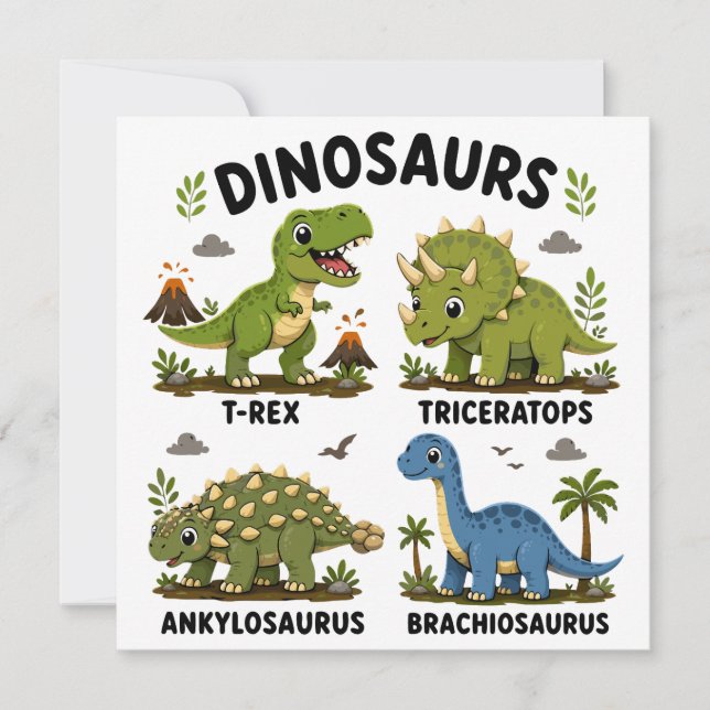 Dinosaurierarten Lernen für Kinder Einladung (Vorderseite)