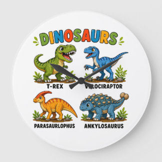 Dinosaurierarten Lernen für Kinder Große Wanduhr