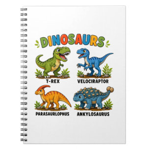 Dinosaurierarten Lernen für Kinder Notizblock