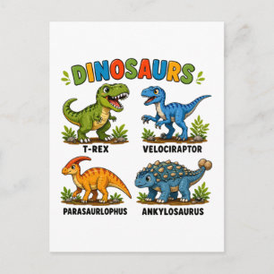 Dinosaurierarten Lernen für Kinder Postkarte