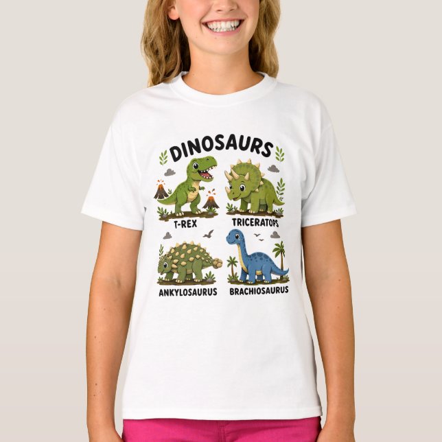 Dinosaurierarten Lernen für Kinder T-Shirt (Vorderseite)