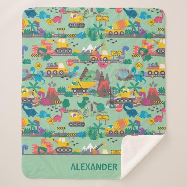 Dinosaurierbau Kinder Personalisiert Sherpadecke (Vorderseite)