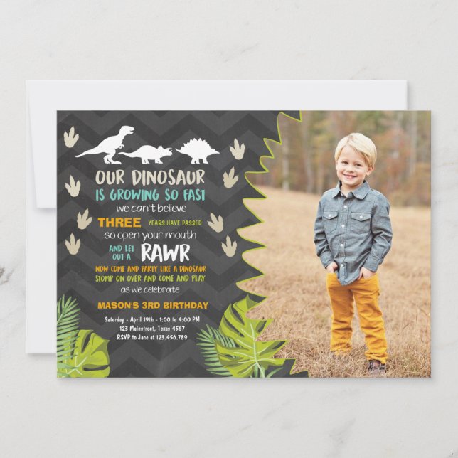 Dinosauriergeburtstagseinladung Dinosaurier-Party Einladung (Vorderseite)