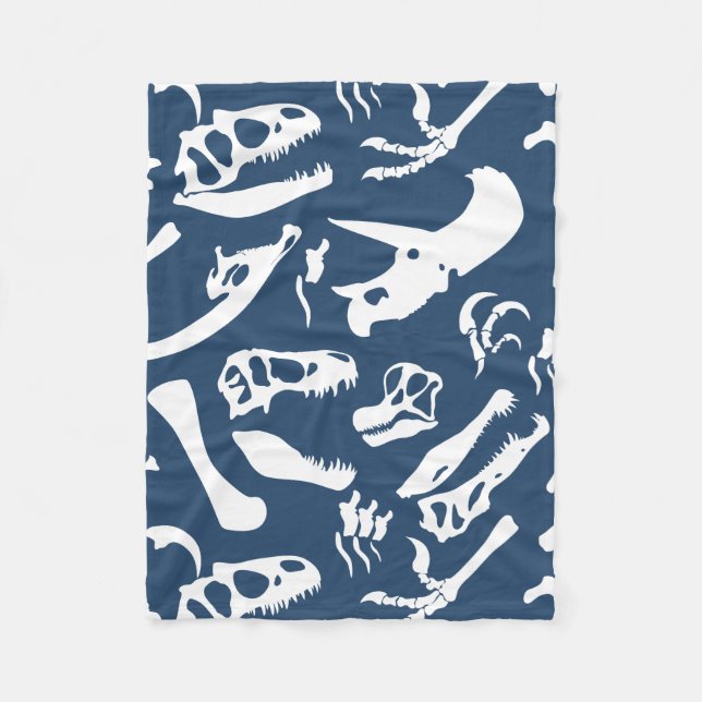 Dinosaurierknochen (blau) fleecedecke (Vorderseite)