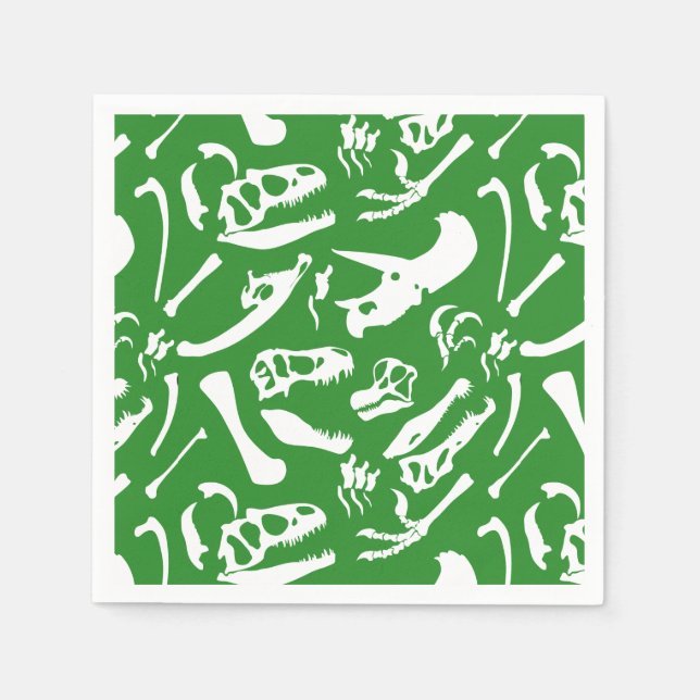 Dinosaurierknochen (grün) serviette (Vorderseite)