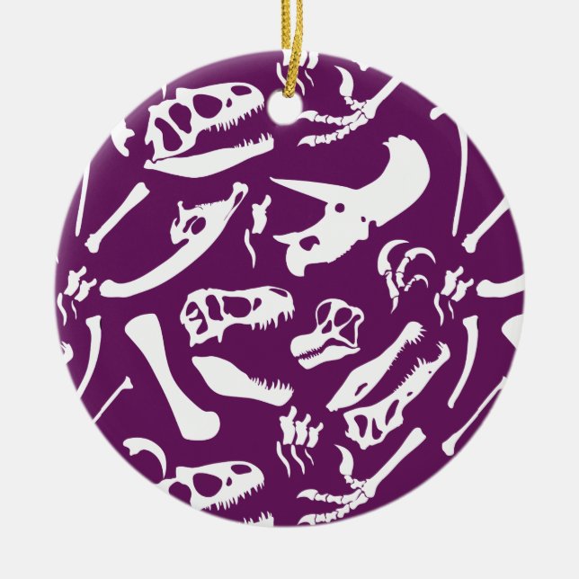 Dinosaurierknochen (Lila) Keramik Ornament (Vorne)