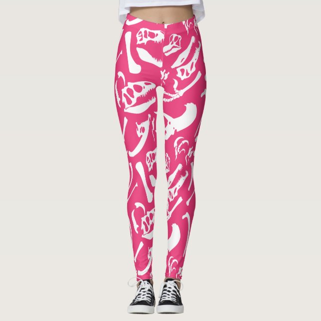 Dinosaurierknochen (rosa) leggings (Vorderseite)