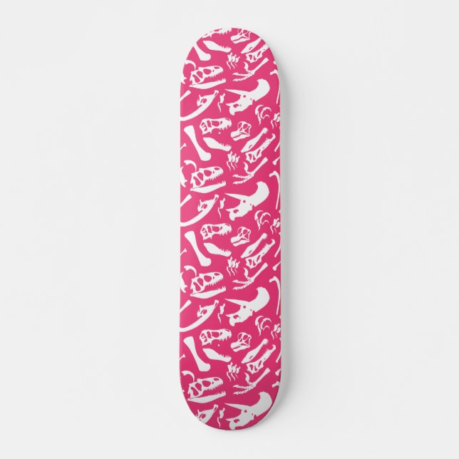 Dinosaurierknochen (Rosa) Skateboard (Vorne)