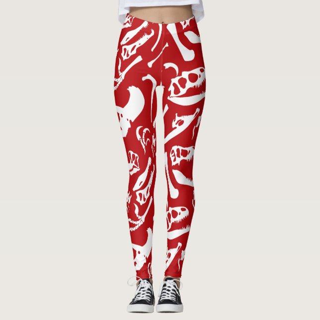 Dinosaurierknochen (rot) leggings (Vorderseite)