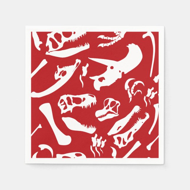 Dinosaurierknochen (rot) serviette (Vorderseite)