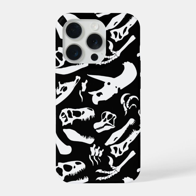 Dinosaurierknochen (Schwarz) iPhone Hülle (Rückseite)