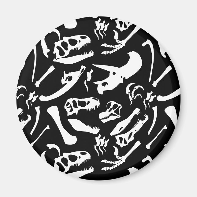 Dinosaurierknochen (schwarz und weiß) magnet (Vorne)