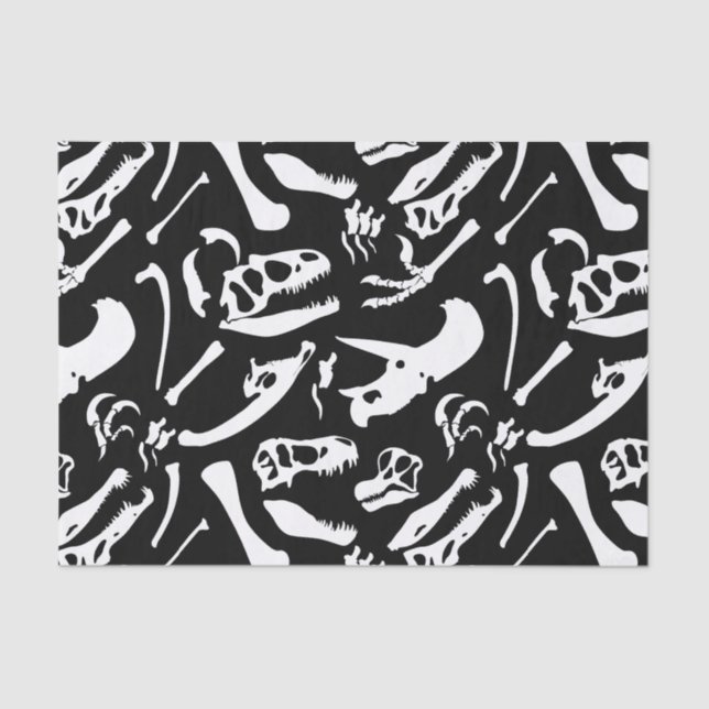 Dinosaurierknochen (schwarz und weiß)  seidenpapier (Vorderseite)