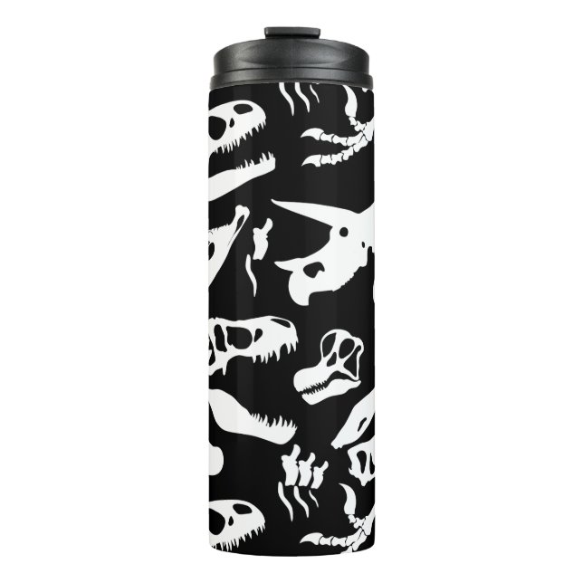 Dinosaurierknochen (schwarz und weiß) thermosbecher (Vorderseite)