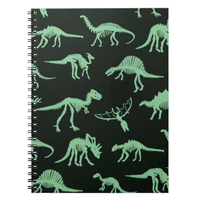 Dinosaurierknochen Vintage Silhouette Illustration Notizblock (Vorderseite)