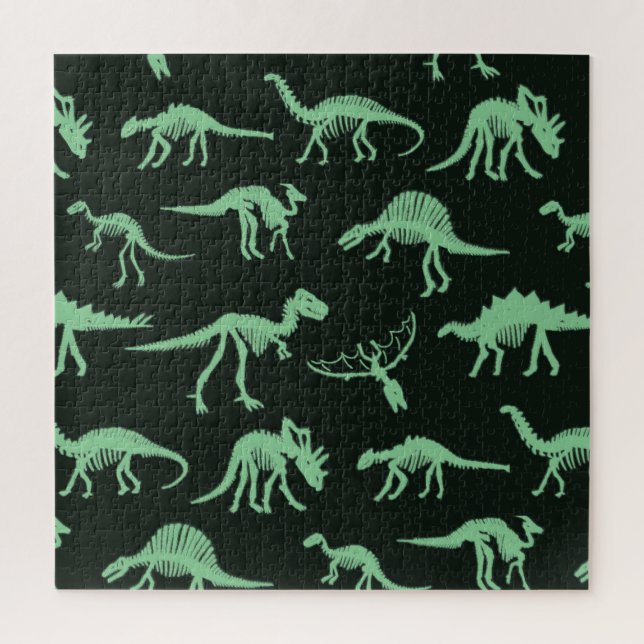 Dinosaurierknochen Vintage Silhouette Illustration Puzzle (Vertikal)