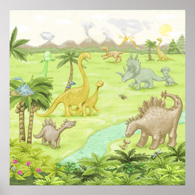 Dinosaurierlandschaft Poster (Vorne)