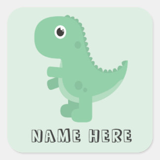 Dinosauriername zurück zur Schule Dieses Buch gehö Quadratischer Aufkleber