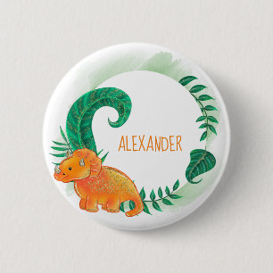 Dinosaurierniedlicher heller orange Triceratops Button