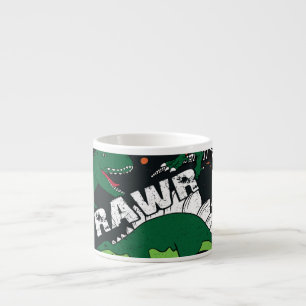 Dinosaurierskelett, grunge nahtloses Muster. Espressotasse