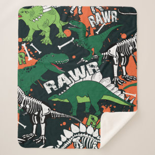 Dinosaurierskelett. Vintage Grunge Sherpadecke