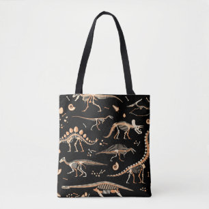 Dinosaurierskelette, Fossilien, Vintages Muster.
