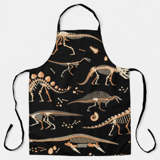 Dinosaurierskelette, Fossilien, Vintages Muster. Schürze