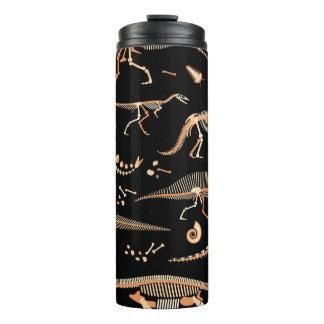 Dinosaurierskelette, Fossilien, Vintages Muster. Thermosbecher