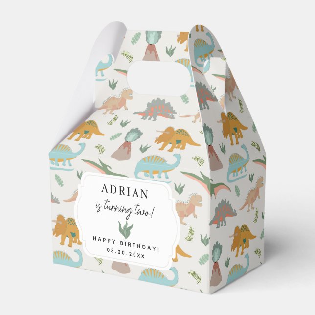 Dinosaurs Boho Prehistoric Party Animals Birthday Geschenkschachtel (Vorderseite)