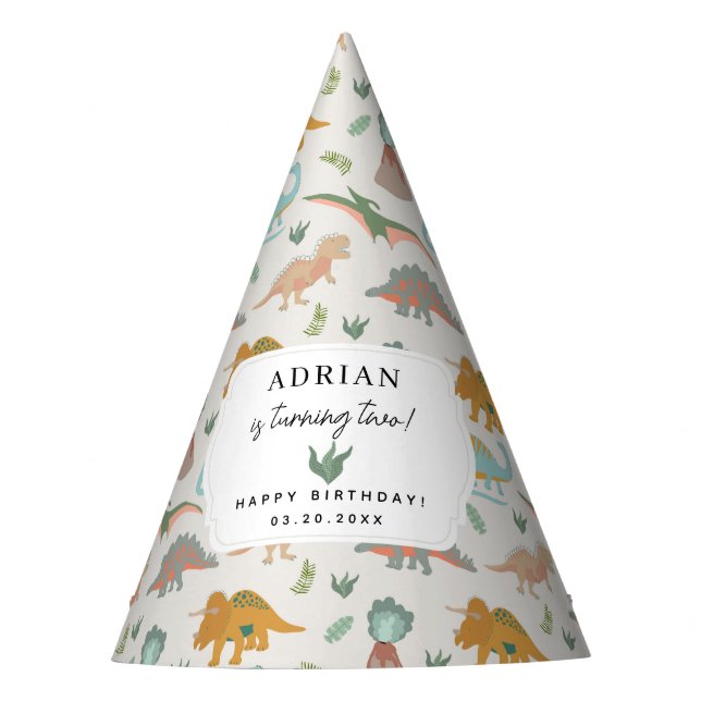 Dinosaurs Boho Prehistoric Party Animals Birthday Partyhütchen (Vorderseite)