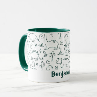 Dinosaurs Boy Name Dino Cute Jungle Green Tasse