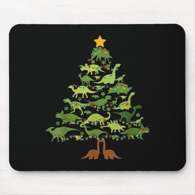 Dinosaurs Christmas Kids Christmas Tree Funny Love Mousepad (Vorne)
