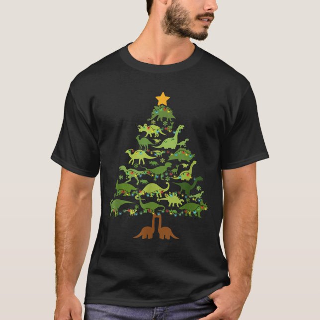 Dinosaurs Christmas Kids Christmas Tree Funny Love T-Shirt (Vorderseite)