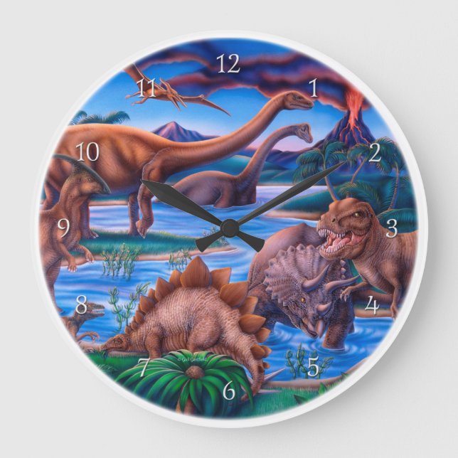 Dinosaurs Clock Große Wanduhr (Vorderseite)