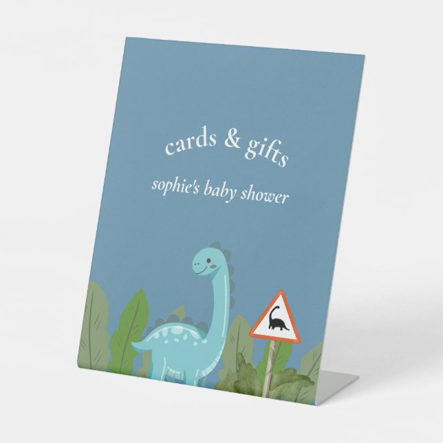 Dinosaurs Crossing, Baby Shower Cards & Gift Sockelschild (Vorderseite)