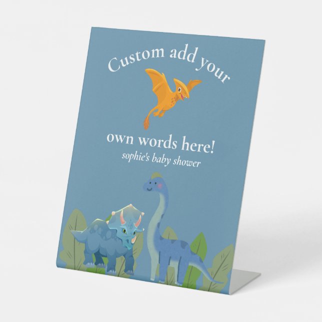 Dinosaurs Crossing, Baby Shower Custom Sign Sockelschild (Vorderseite)