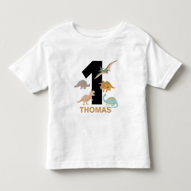 Dinosaurs Kids Hand Drawn Boho Dinosaur Birthday Kleinkind T-shirt (Vorderseite)