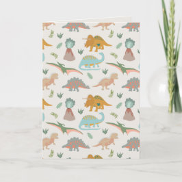Dinosaurs Kids Hand Drawn Boho Dinosaur Pattern Karte